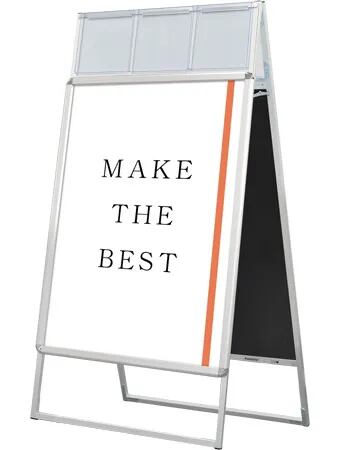 ポスターグリップスタンド看板カタログケース付(屋内用) B1両面シルバー