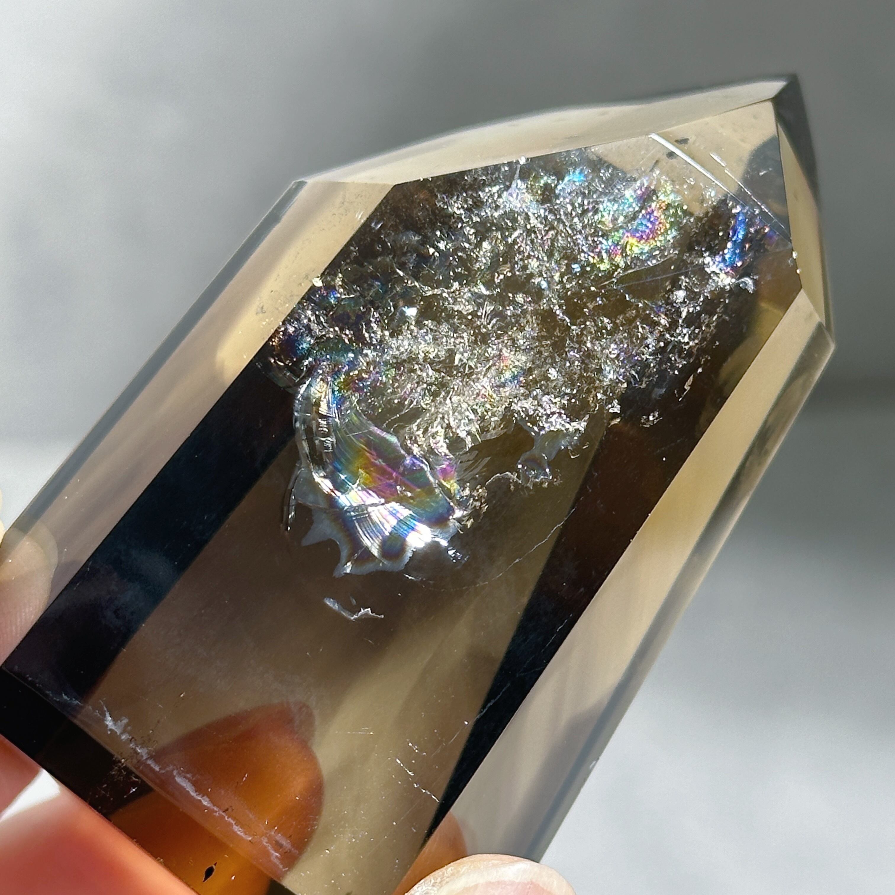 モザンビーク産　スモーキークォーツ　黒水晶　407g ファントムあり　天然石 高品質】ファントムスモーキークォーツ タワー34◇ phantom Smoky
