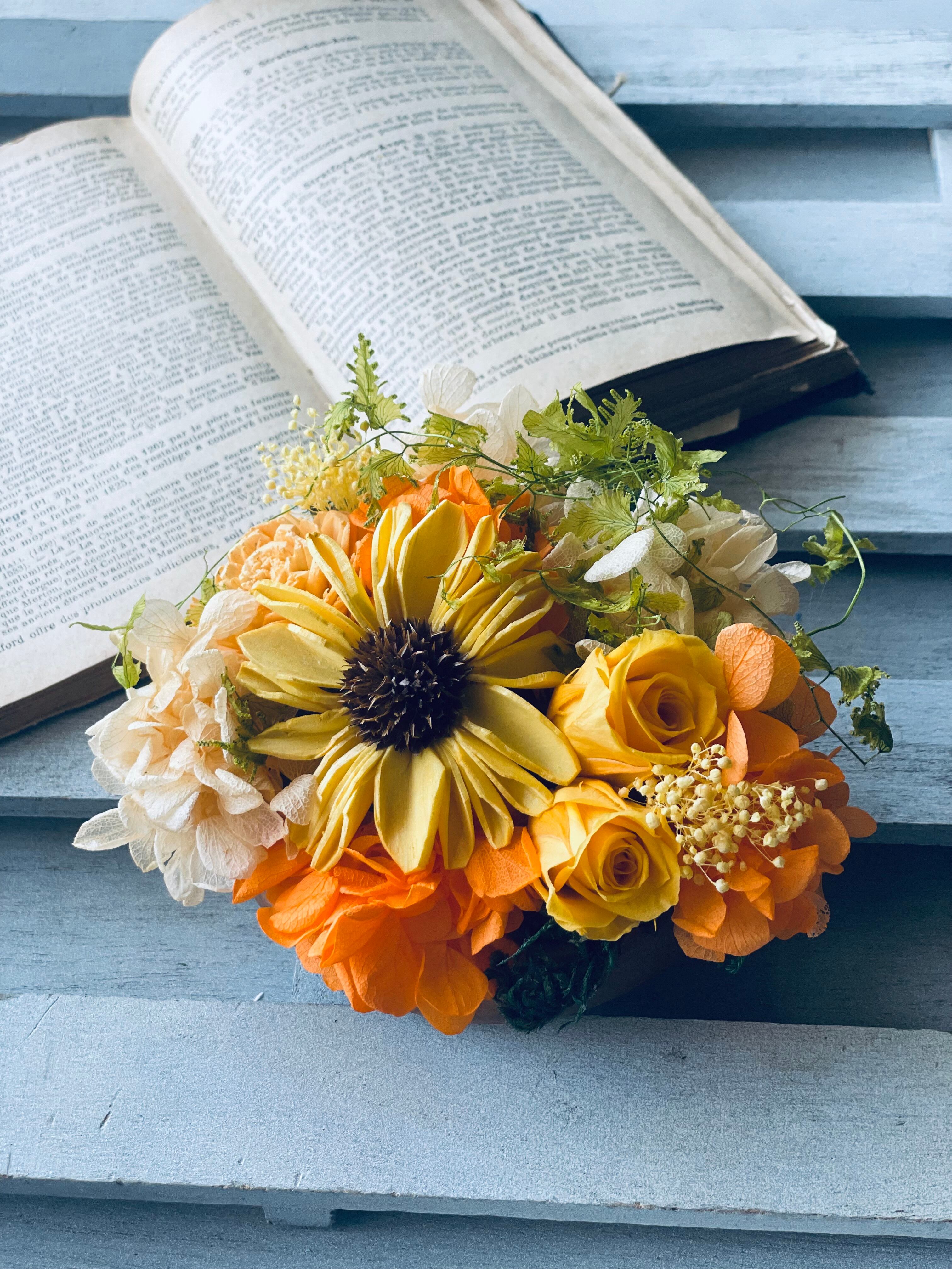 ひまわりアレンジ お誕生日 退職祝い プリザーブドフラワー 開店