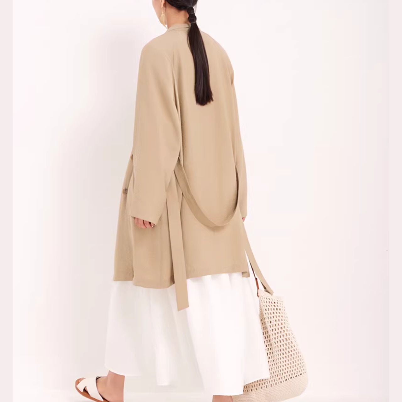 ダブルブレスト ベルト付き ヒップ丈 コート 00070・画像9