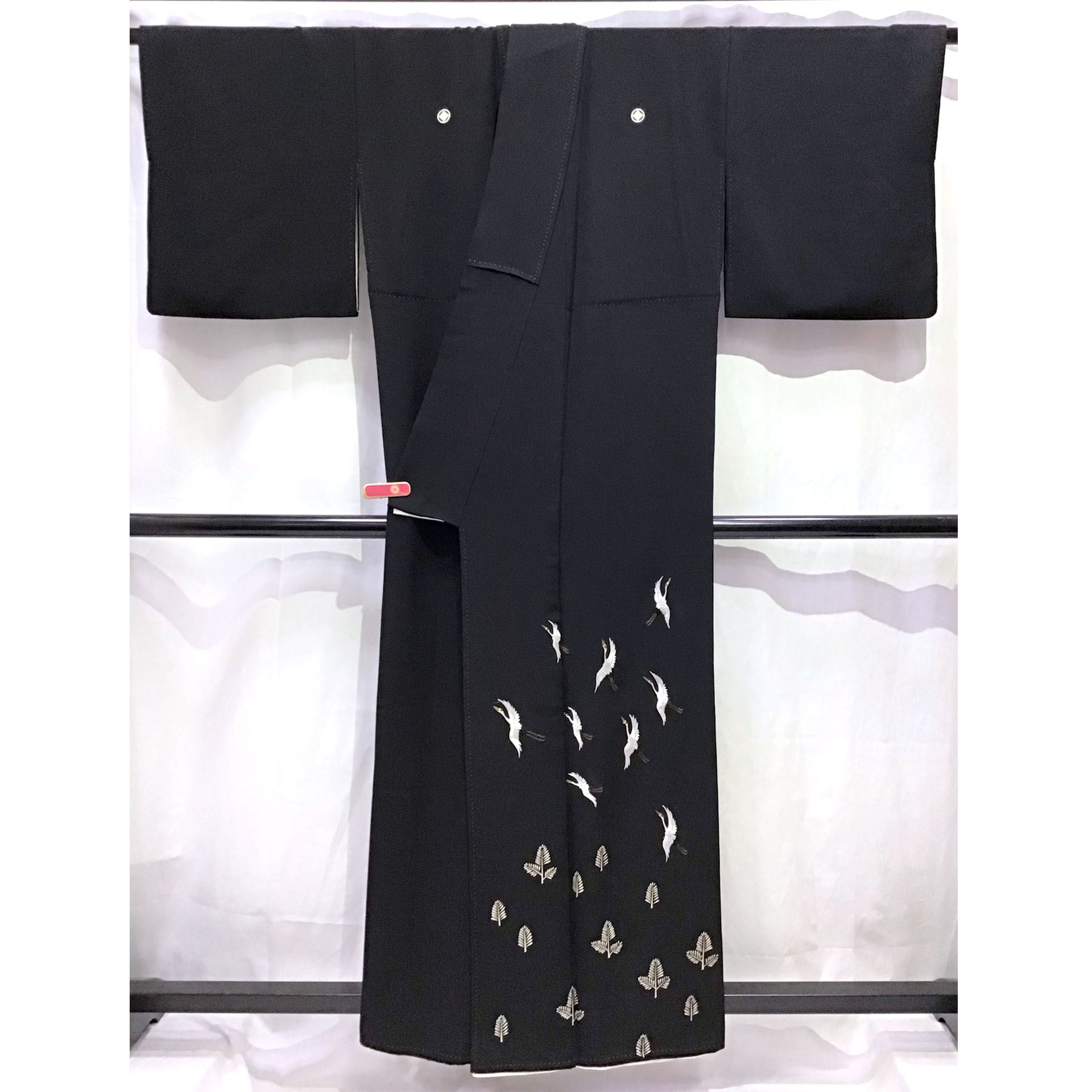 着物・黒留袖・鶴・正絹・五つ紋・No.200701-1194・梱包サイズ60