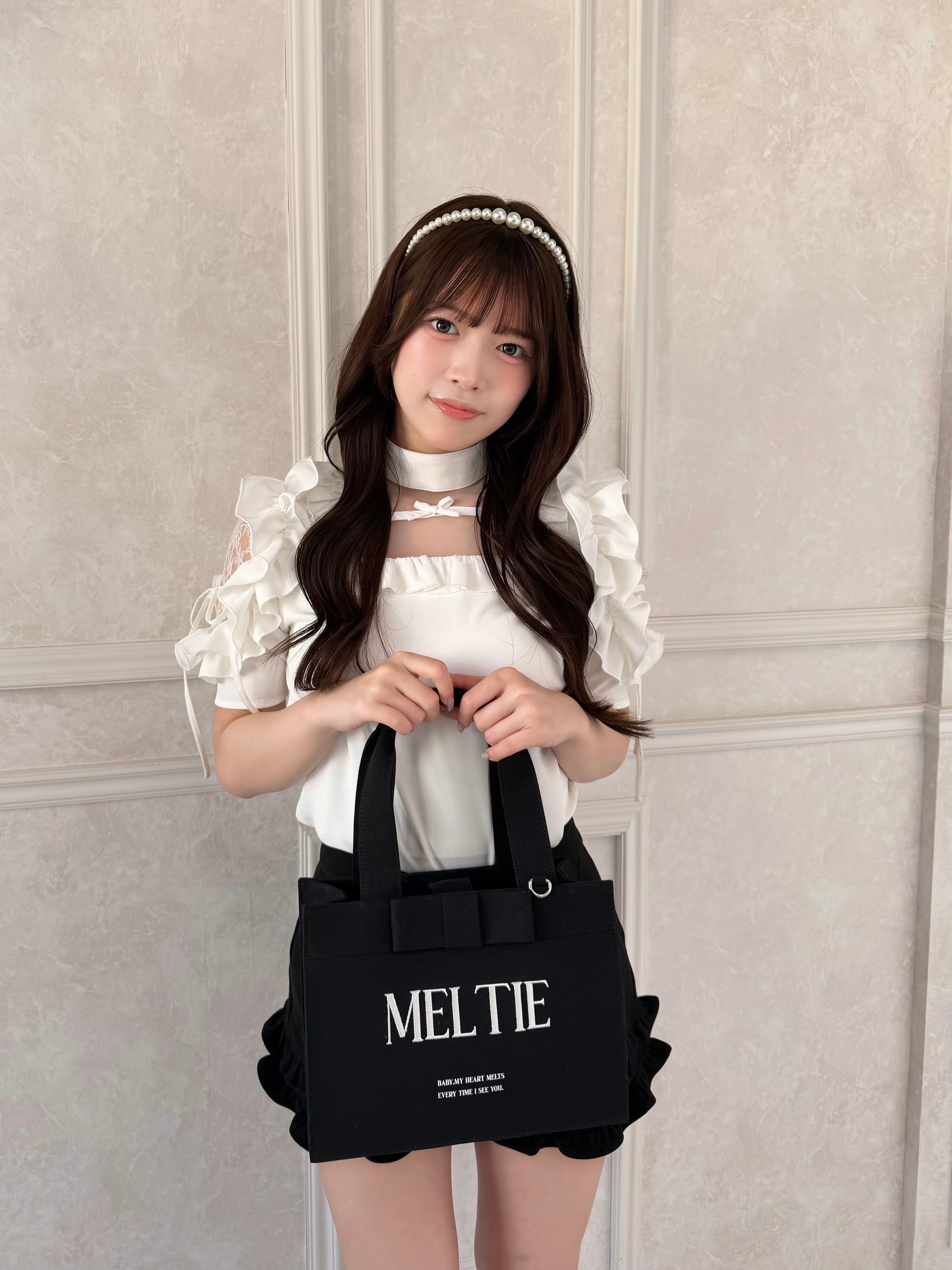 ribbon canvas tote bag〈MEDIUM〉