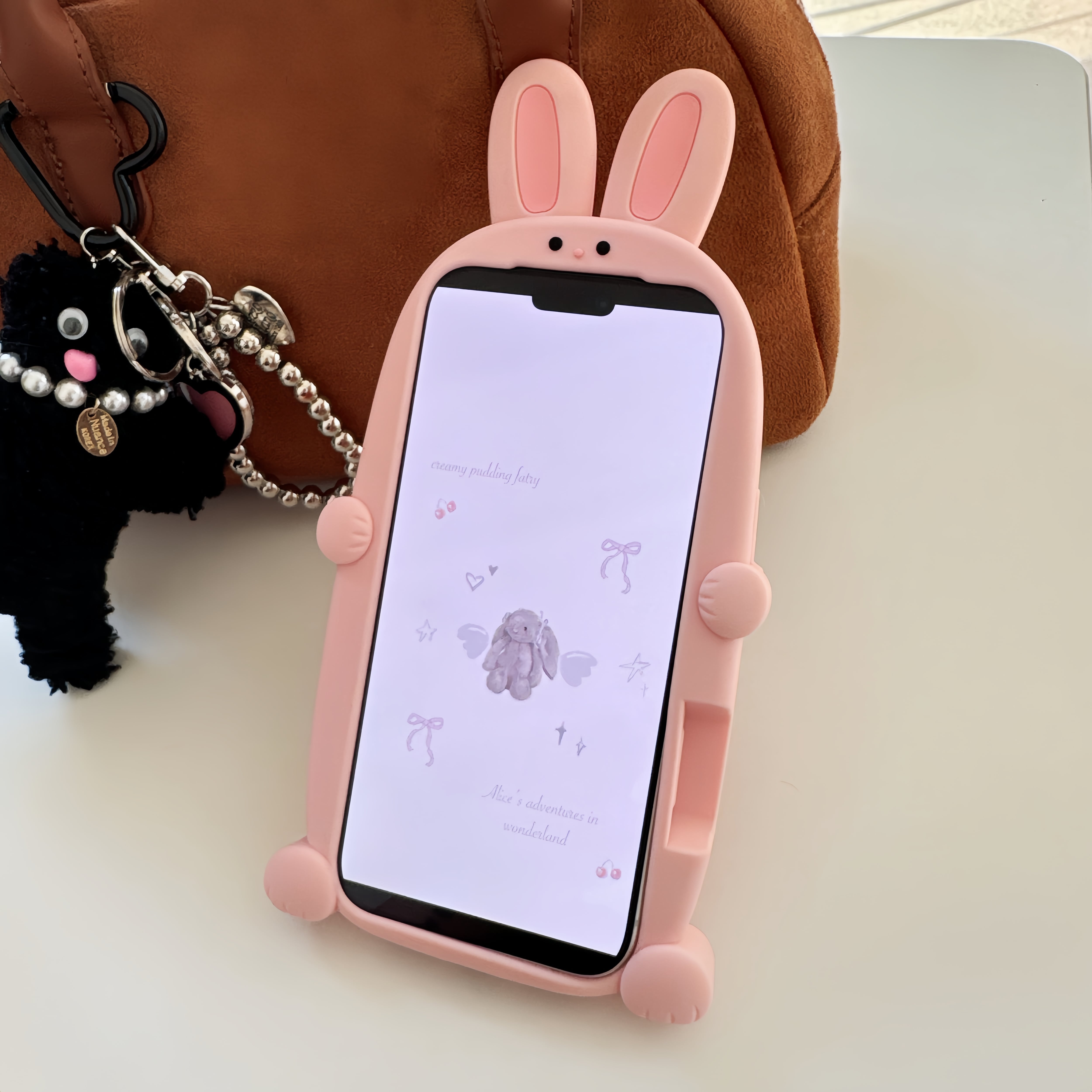 うさみみ iPhone 16 15 14 13 ケース シリコン製 可愛い うさぎ しっぽ