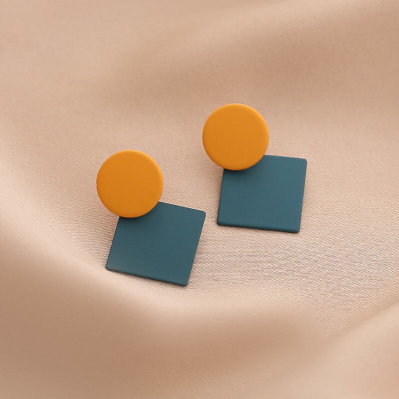 Matte Circle & Square Post Earrings S0239