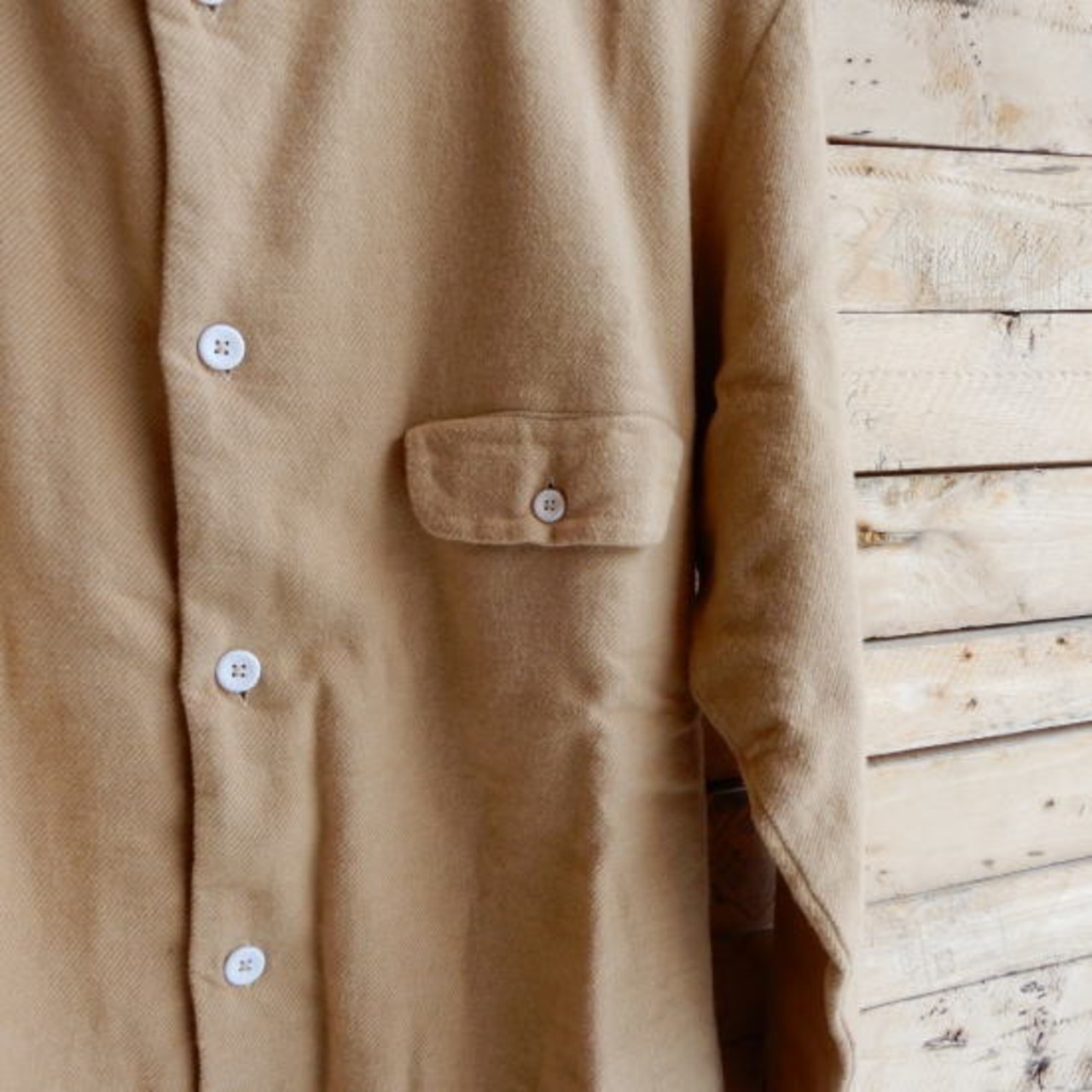 LOLO(ロロ)　起毛シャンブレー　ステッチ無しシャツ　キャメル　LS-351【送料無料】【SALE】