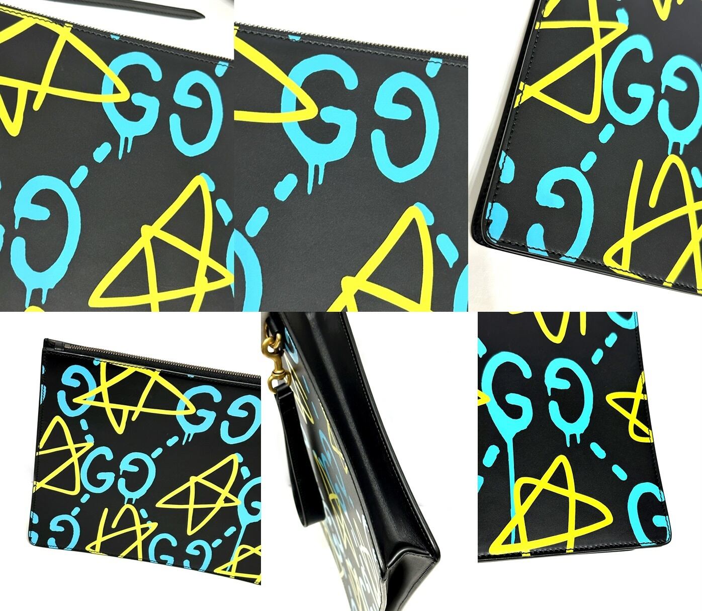 GUCCI GHOST グッチ ゴースト GG ペイント クラッチバッグ レザー