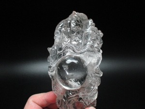 高級彫刻品　天然水晶龍　no,3