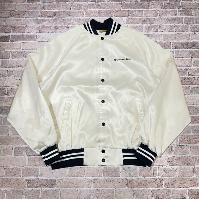 1990s SATIN COMMERCE BANK JACKET WHITE
