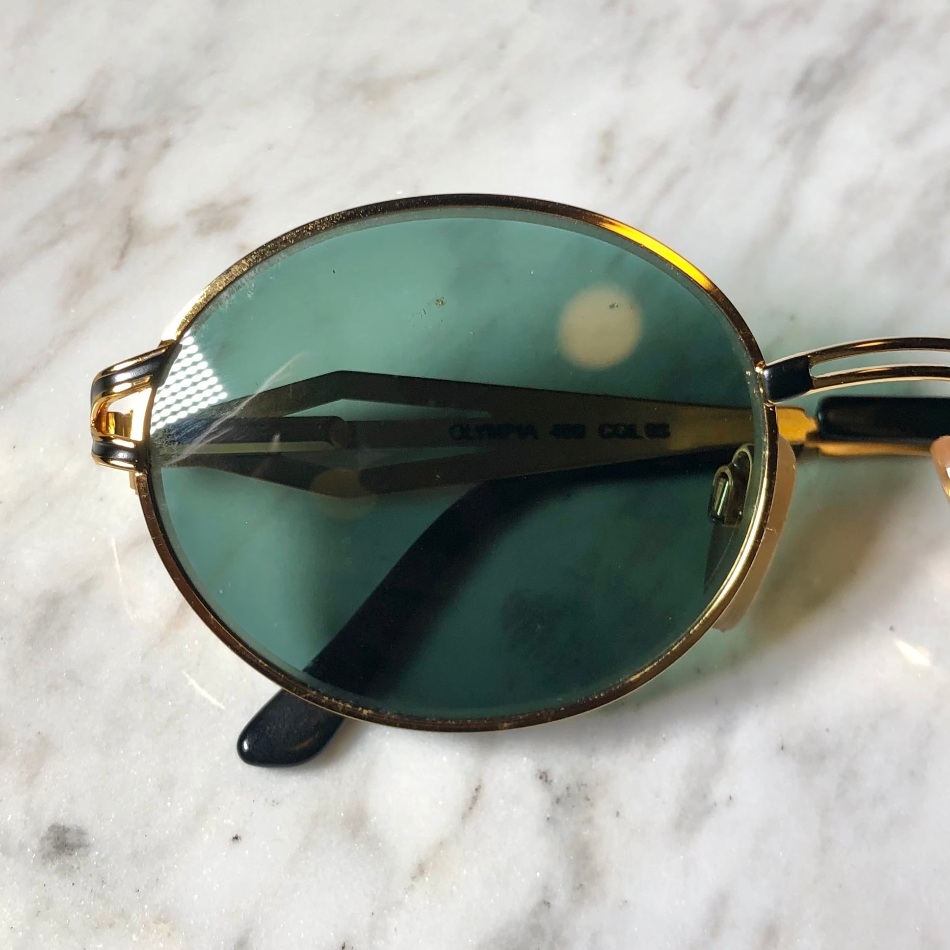 vintage HILTON 22k gold plated×black glasses 
