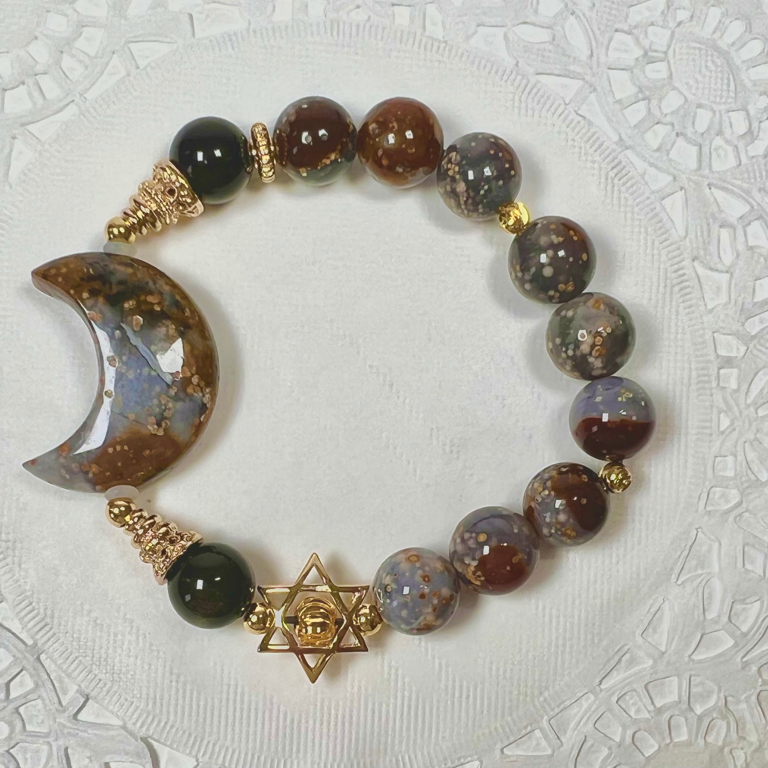 【青 希少 星空瑪瑙 月 ブレスレット】❤︎送料無料❤︎天然石 パワーストーン