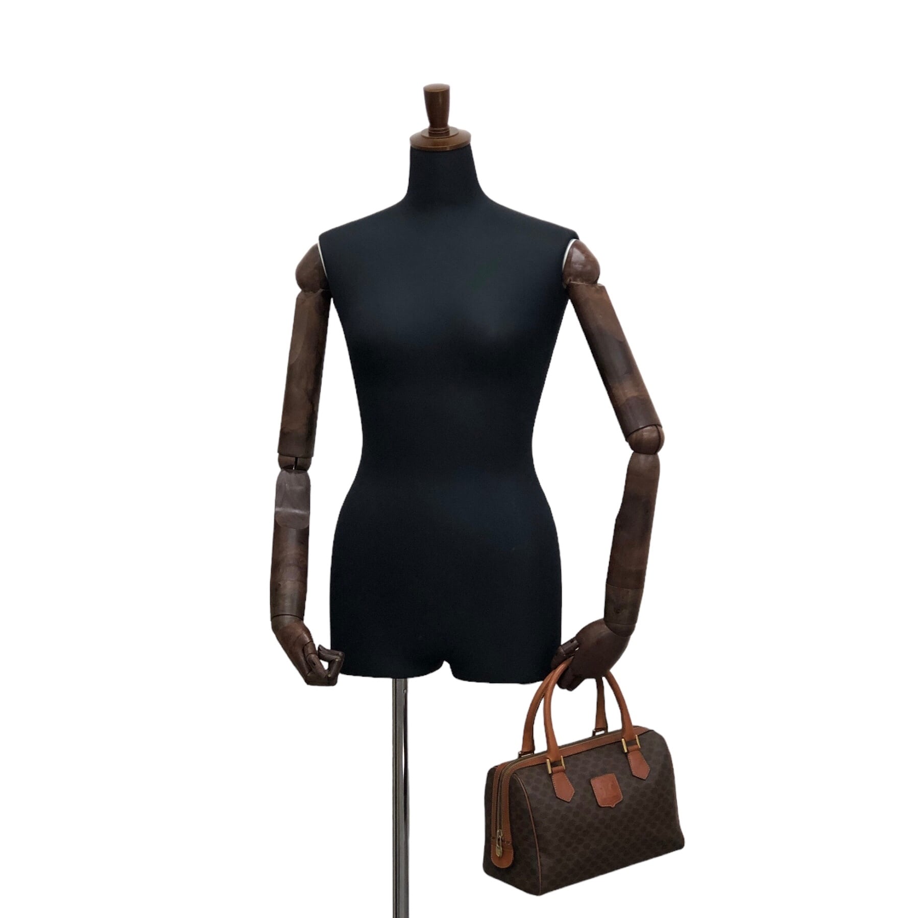CELINE セリーヌ マカダム ハンドバッグ ブラウン ブラゾン型押し PVC