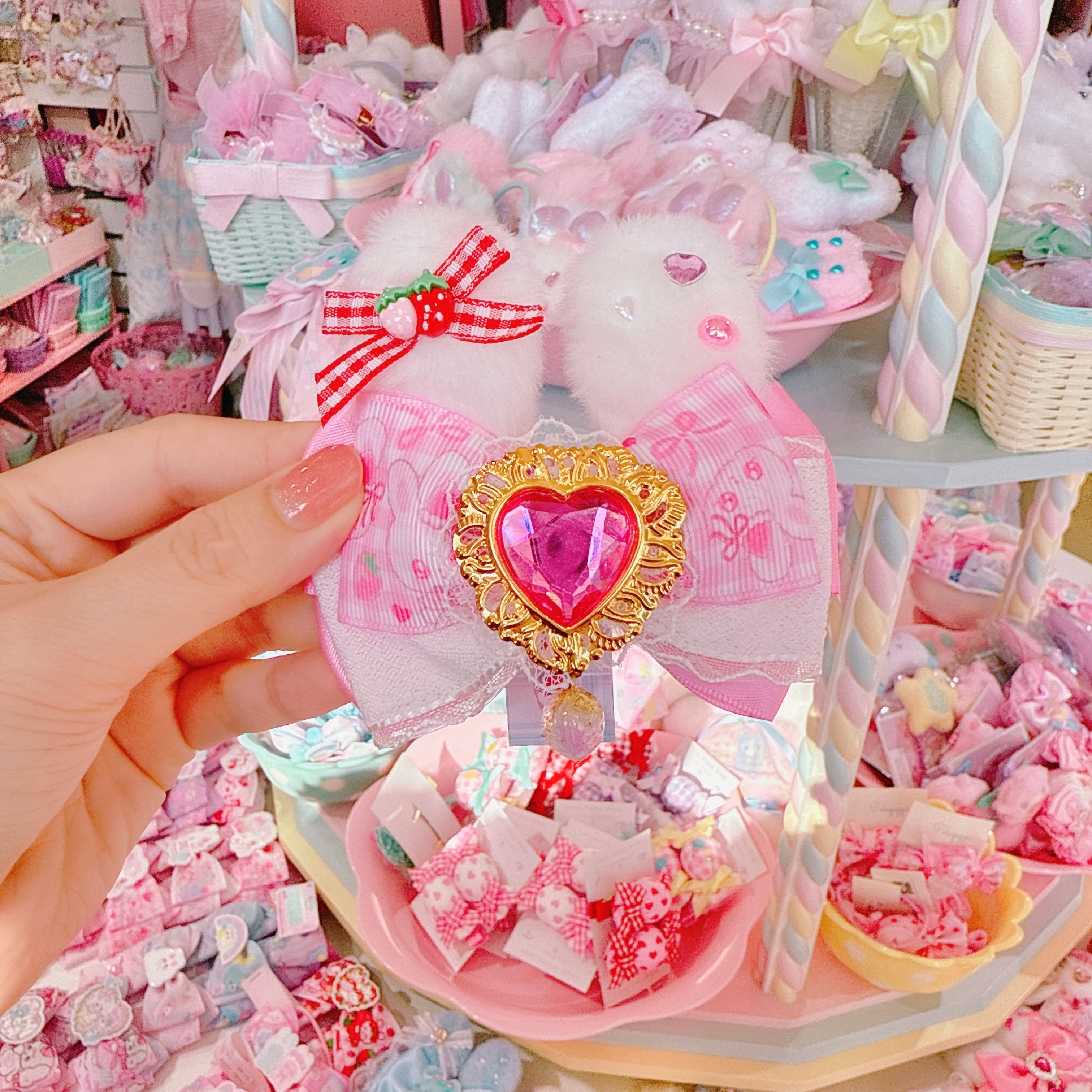 【F7】62-76うさ耳リボンヘアクリップ