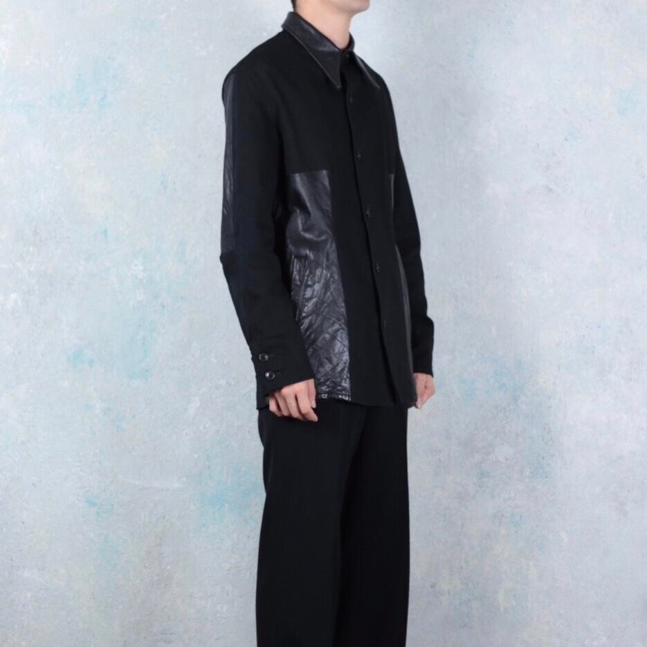 YOHJI YAMAMOTO Y's for men レザー切替 デザインデニムジャケット【CO