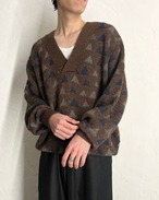 80s ISSEY MIYAKE Total Pattern Wool V-Neck Knit