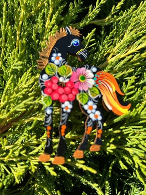 ペトリキフカ塗り　木製マグネット 　ホース　馬（Khomenko作）