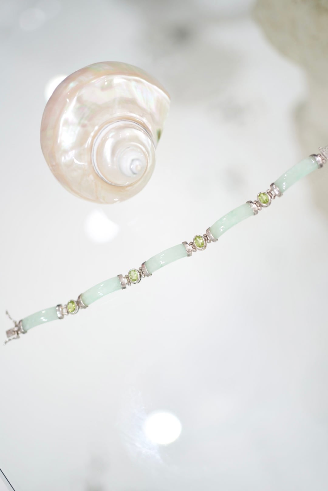 mint blue clear stone bracelet