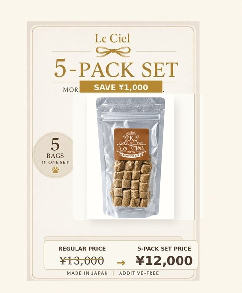 Freeze-Dried Japanese Chicken Breast & Liver Mix – 5-Pack Set