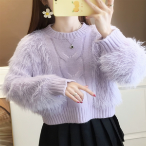 【送料無料】トップス セーター 3色 長袖 Uネック Aライン フレア プルオーバー 異素材切り替え ドッキング ニット 厚手生地 ふわふわ ファー かわいい 大人可愛い 大人女子 こなれ感 シンプル カジュアル 大人 上品 おしゃれ お洒落 ラフ コンサバ エレガント ガーリー デート お出かけ お茶会 女子会 休日 授業参観 冬 20代 30代 40代 女性用 レディース ママ 着回し プチプライス カラバリ デイリーユース 普段使い ファッション あったか 暖かい 定番アイテム 着痩せ 垢抜け