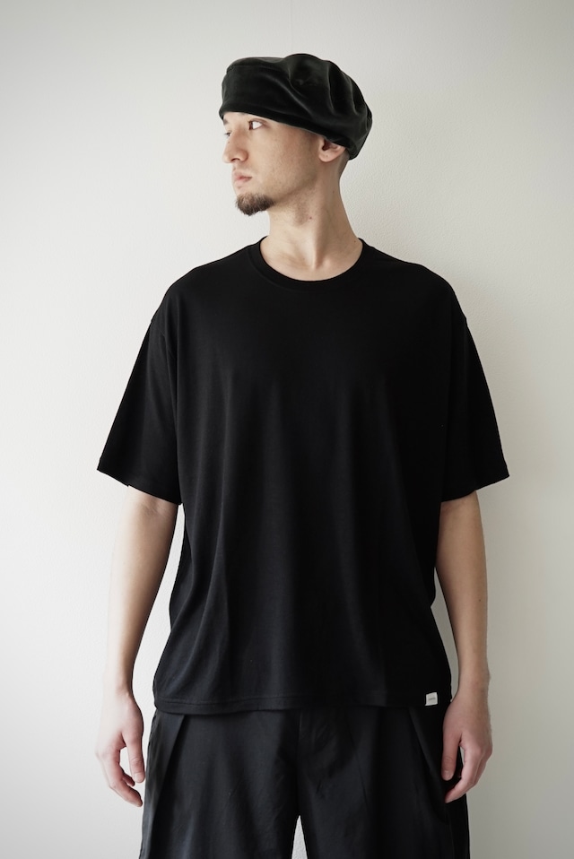 Super120s Washable Wool Jersey / Oversized Tee（BLACK）