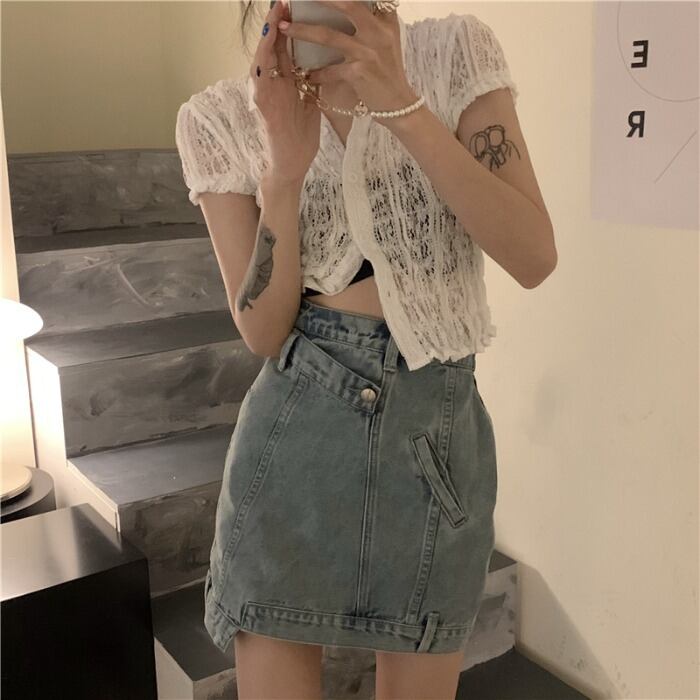 サマースタイルカラーショートレースTシャツ 夏物 ステッチ ドラファッションホール9730716428