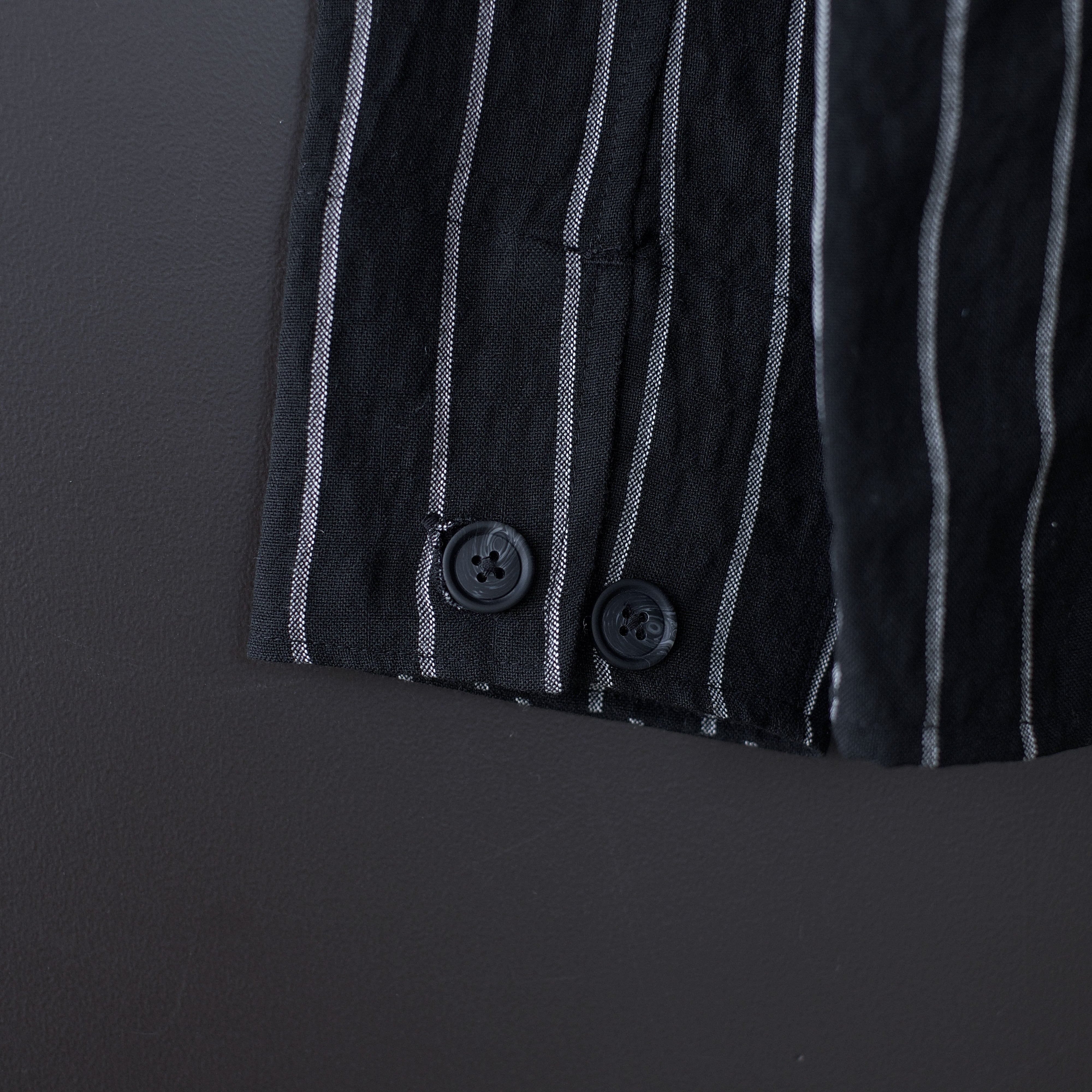 hanakazari】t/r stripe stretch pocket shirt (black) | dros dro
