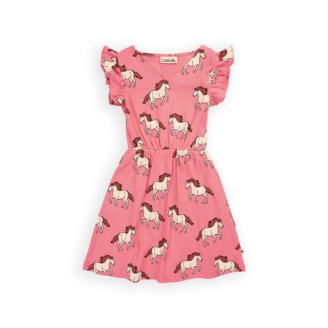 【24SS】カーラインク(CARLIJNQ) Wild horse - ruffled tanktop dress ワンピース 馬　ピンク