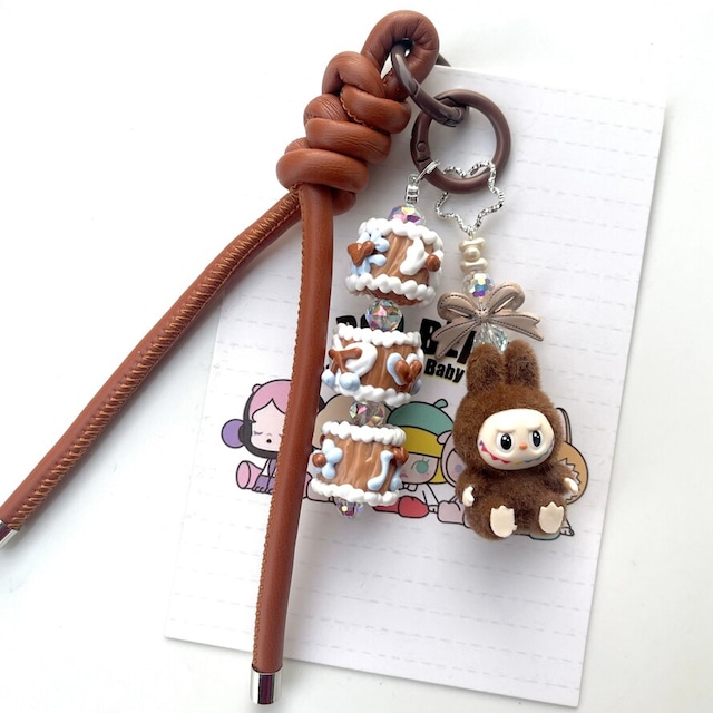 ペア・友達と♡labubu ラブブ キーホルダー スマホストラップ マシュマロみたいなかわいさ 5色 車載OK 友達 プレゼント