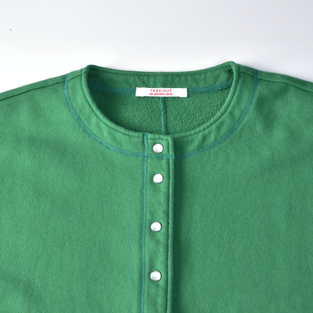 Fabrique en planete terre ファブリケアンプラネテール 裏毛オーバーサイズスナップカーディガン・グリーン【送料無料】