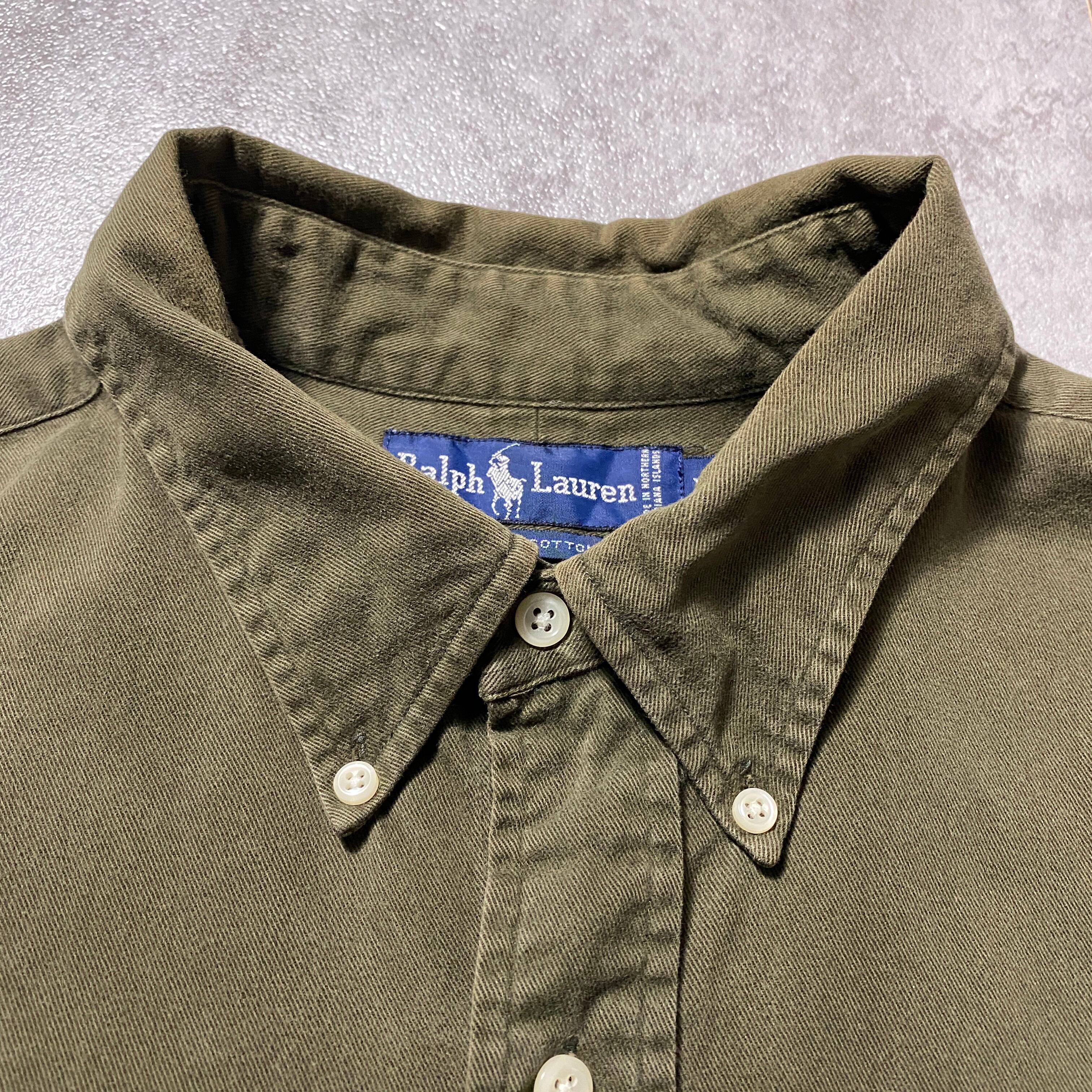 Ralph Lauren ラルフローレン 刺繍ロゴ カーキグリーン ボタンダウン