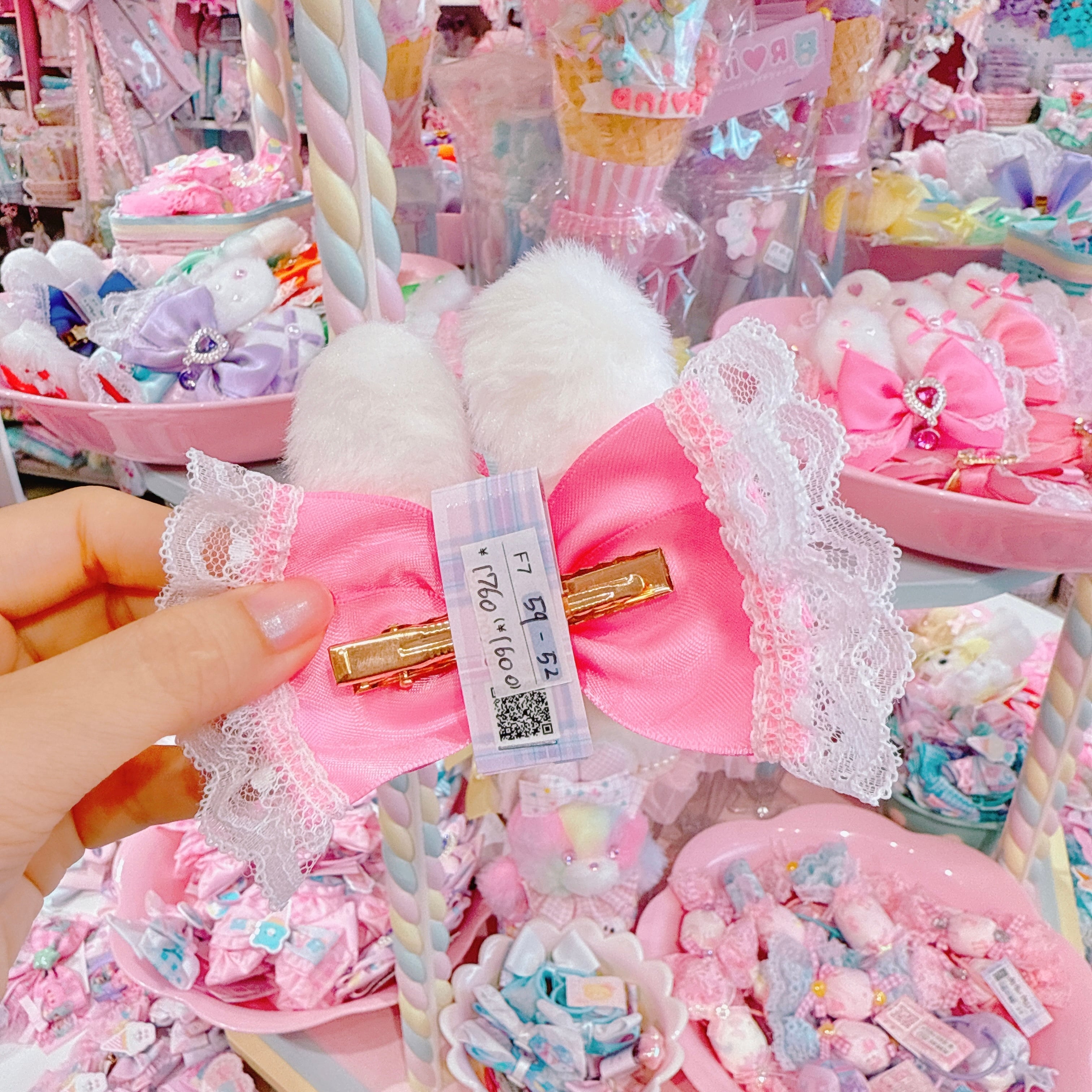 【F7】59-52うさ耳リボンヘアクリップ