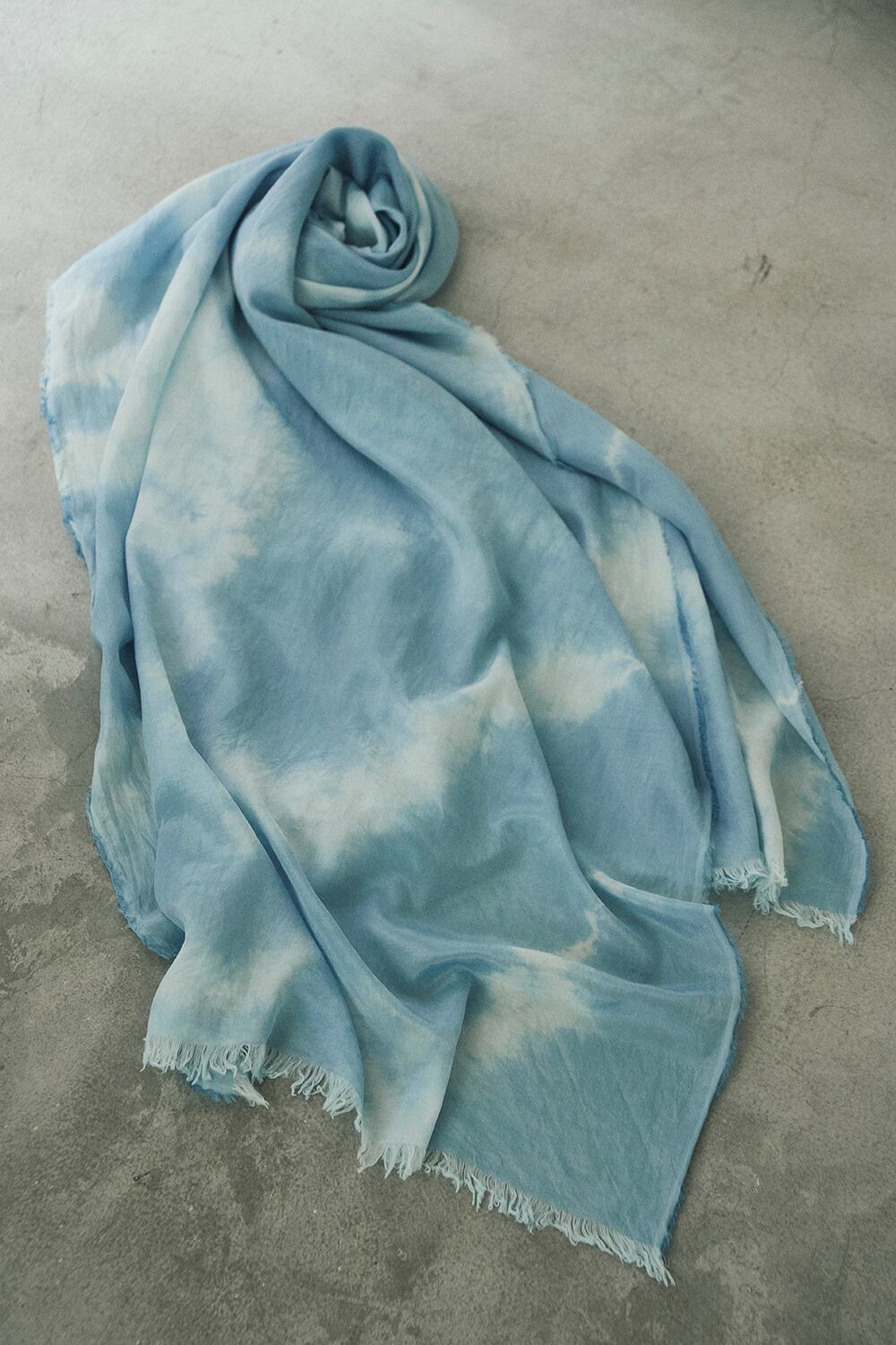 Indigo-dyed Cotton Silk Large scarf SCARF 001-10