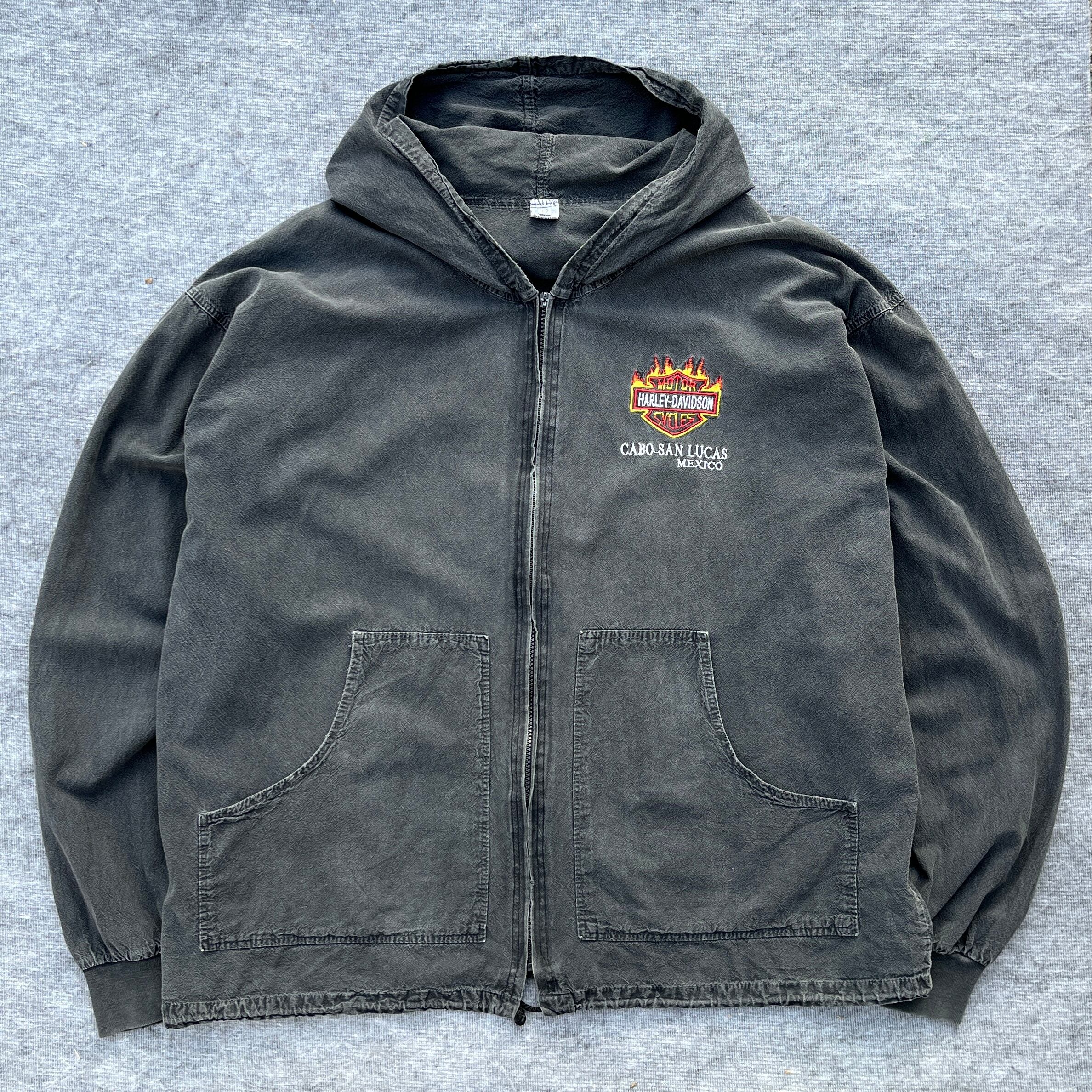 vintage cotton harley zip up hoodie