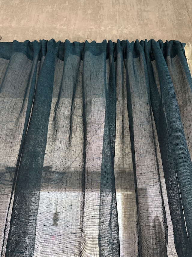 リトアニアリネンシースルーカーテン / midnight green