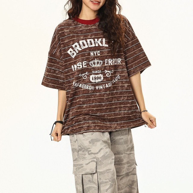 マルチボーダーロゴヴィンテージライクT 2col   R01771