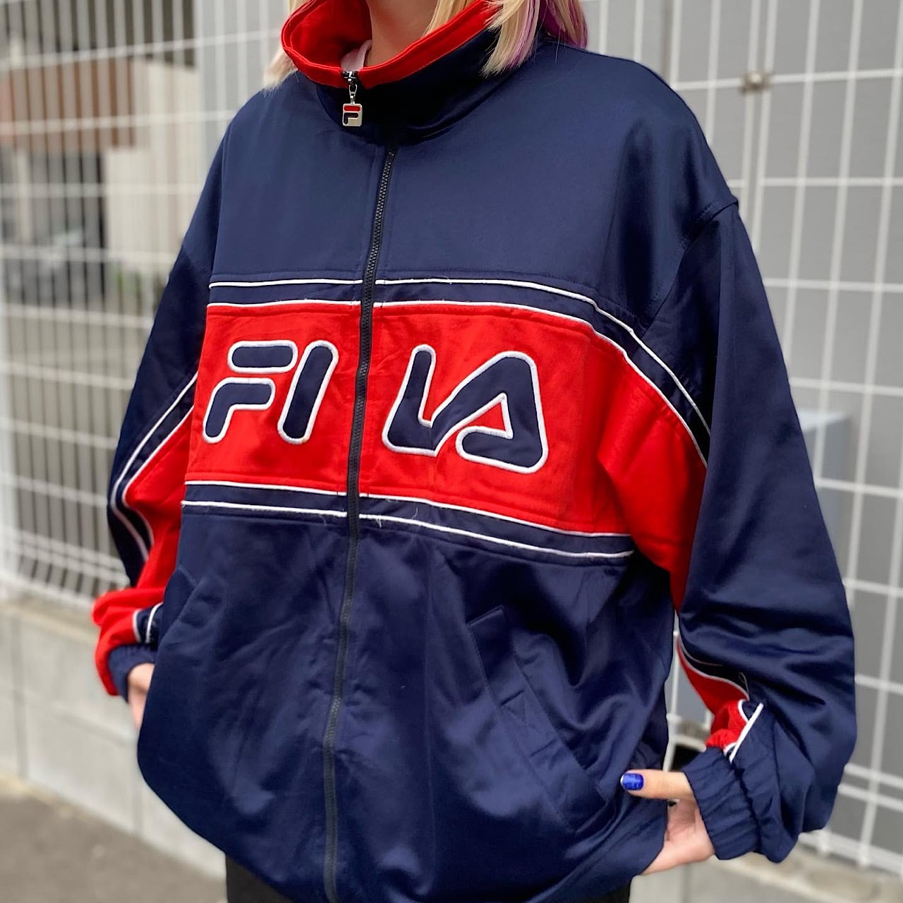 80年代 FILA フィラ ビッグロゴ刺繍 ジャージ トラックジャケット 