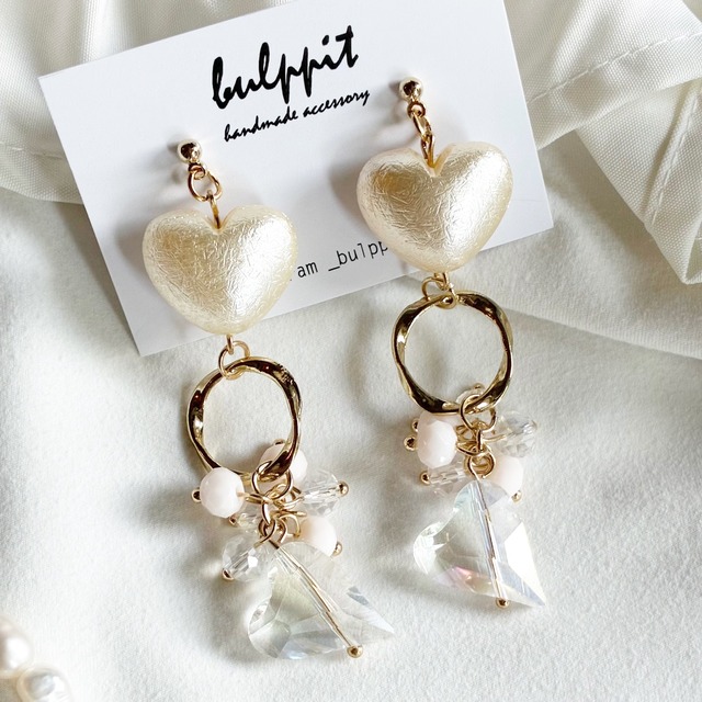 パールシャインハート　ピアス　イヤリング