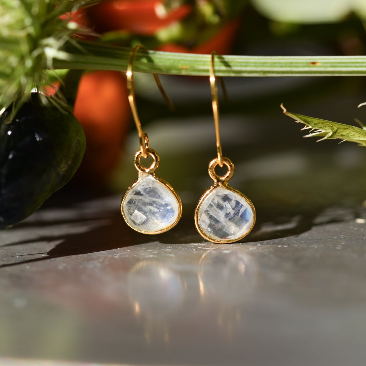 ムーンストーン 天然石 ピアス / イヤリング 金属アレルギー対応