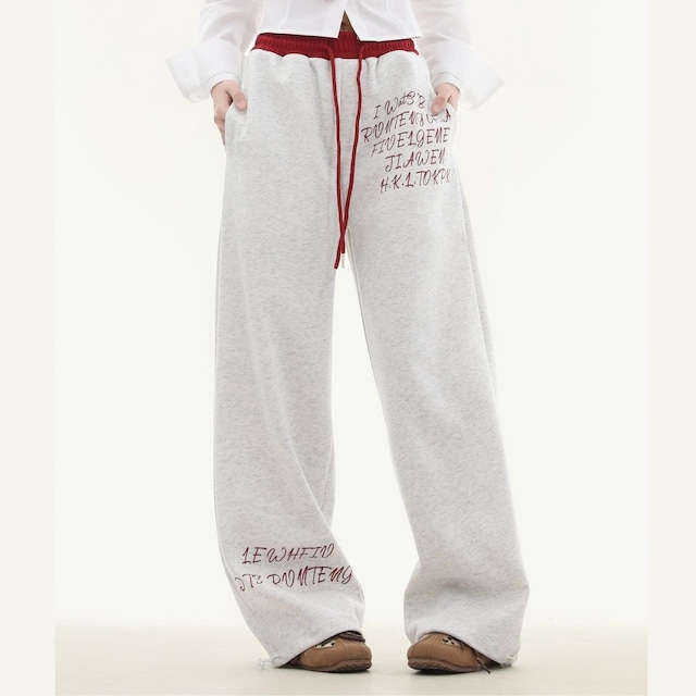 スクリプトレタリングワイドスウェットパンツ 2col R00723