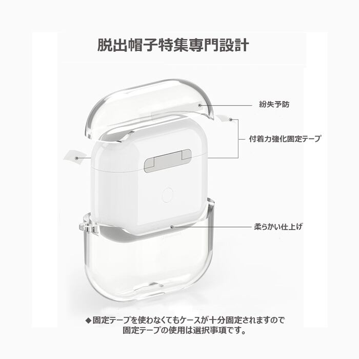 airPods ケース】Sinjimoru変色防止エアポッズクリアケース+カラビナ+