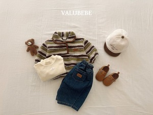【予約/特典】valu bebe / Bonbon fleece-lined denim pants