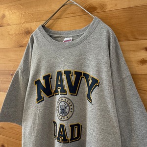 【SOFFE】NAVY DAD Tシャツ プリント ロゴ XL ビッグサイズ us古着