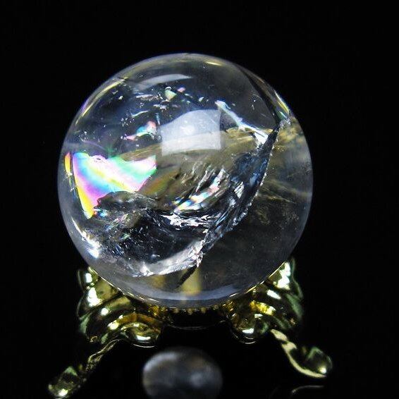 アイリスクォーツ 水晶 丸玉 虹入り 25mm スフィア 置物 水晶玉 一点物 141-6991