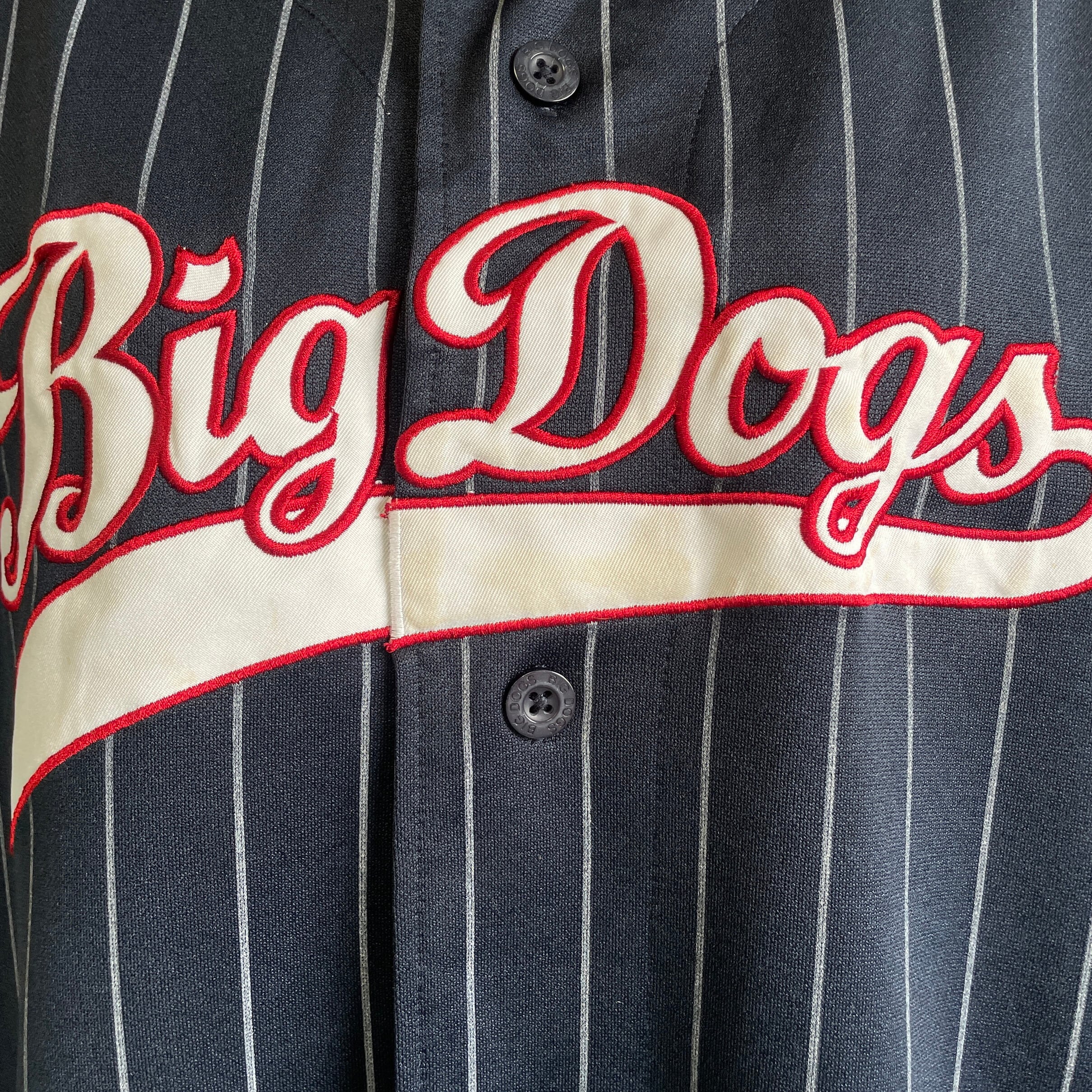 BIG DOGS ビッグドッグス ストライプ ベースボールシャツ メンズL 古着