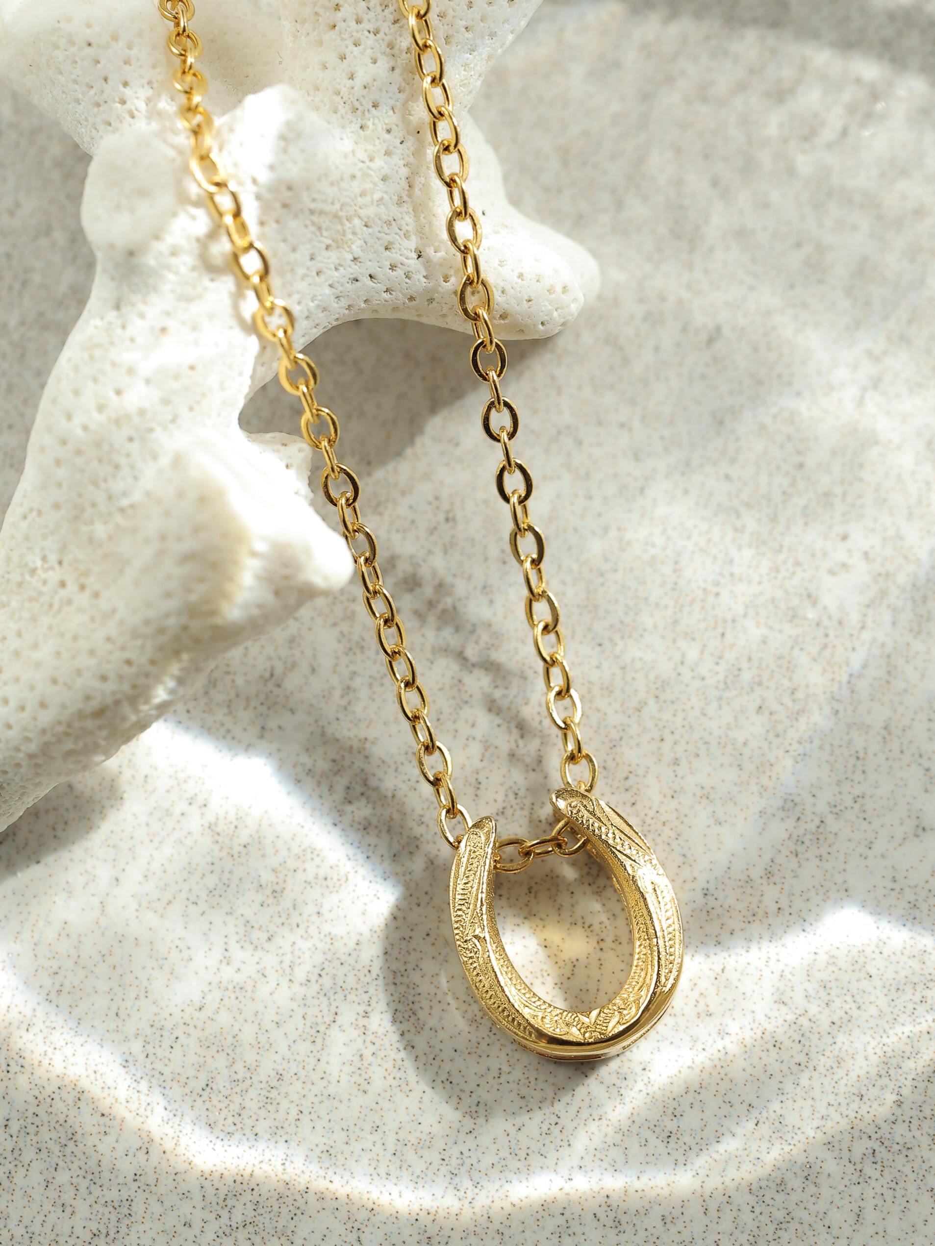 316L hawaiian simple horseshoe necklace #n30 | rani