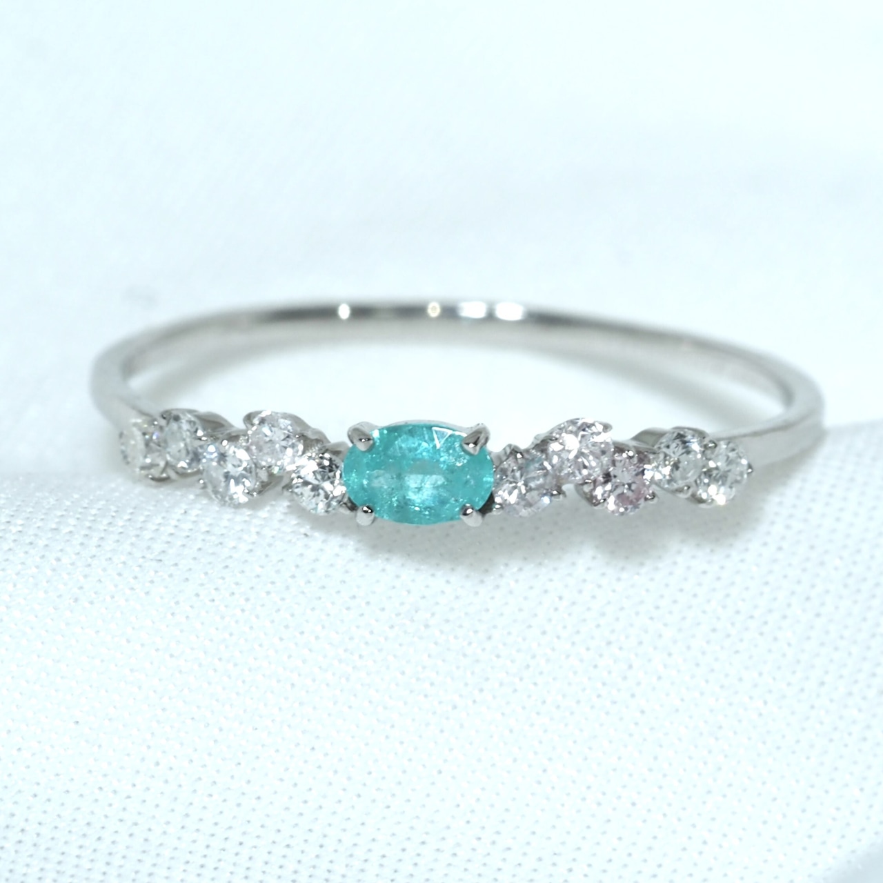 パライバトルマリン ブラジル産 リング 0.088ct D0.13ct pt900 Paraiba Tourmaline