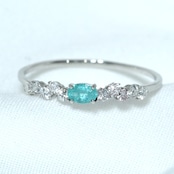 パライバトルマリン ブラジル産 リング 0.088ct D0.13ct pt900 Paraiba Tourmaline
