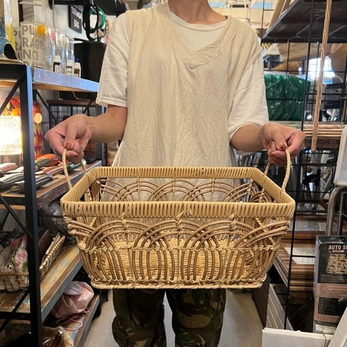 Plastic Basket M　プラバスケットM　バスケット　カゴ　取っ手付き　収納　