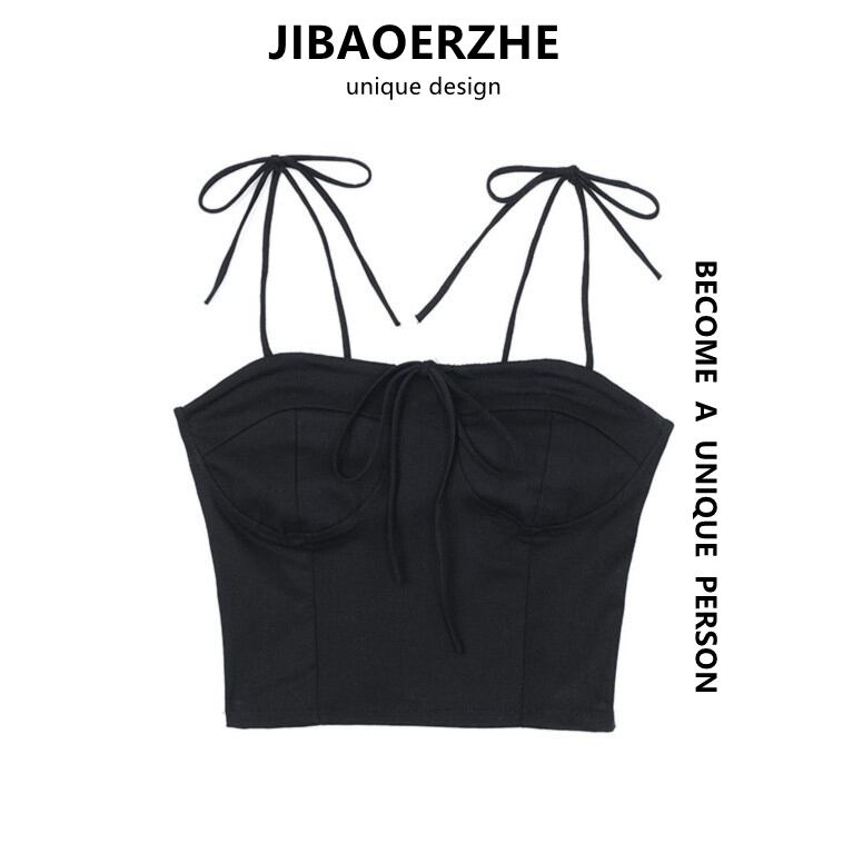 サマースタンダードカラーストレッチスリム薄手ショート リボン レトロ エラスティック 伸縮 夏物 ピュア ケッペル2789370968