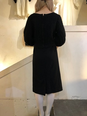 Vintage 60’s ballon sleeve knit top wool black dress