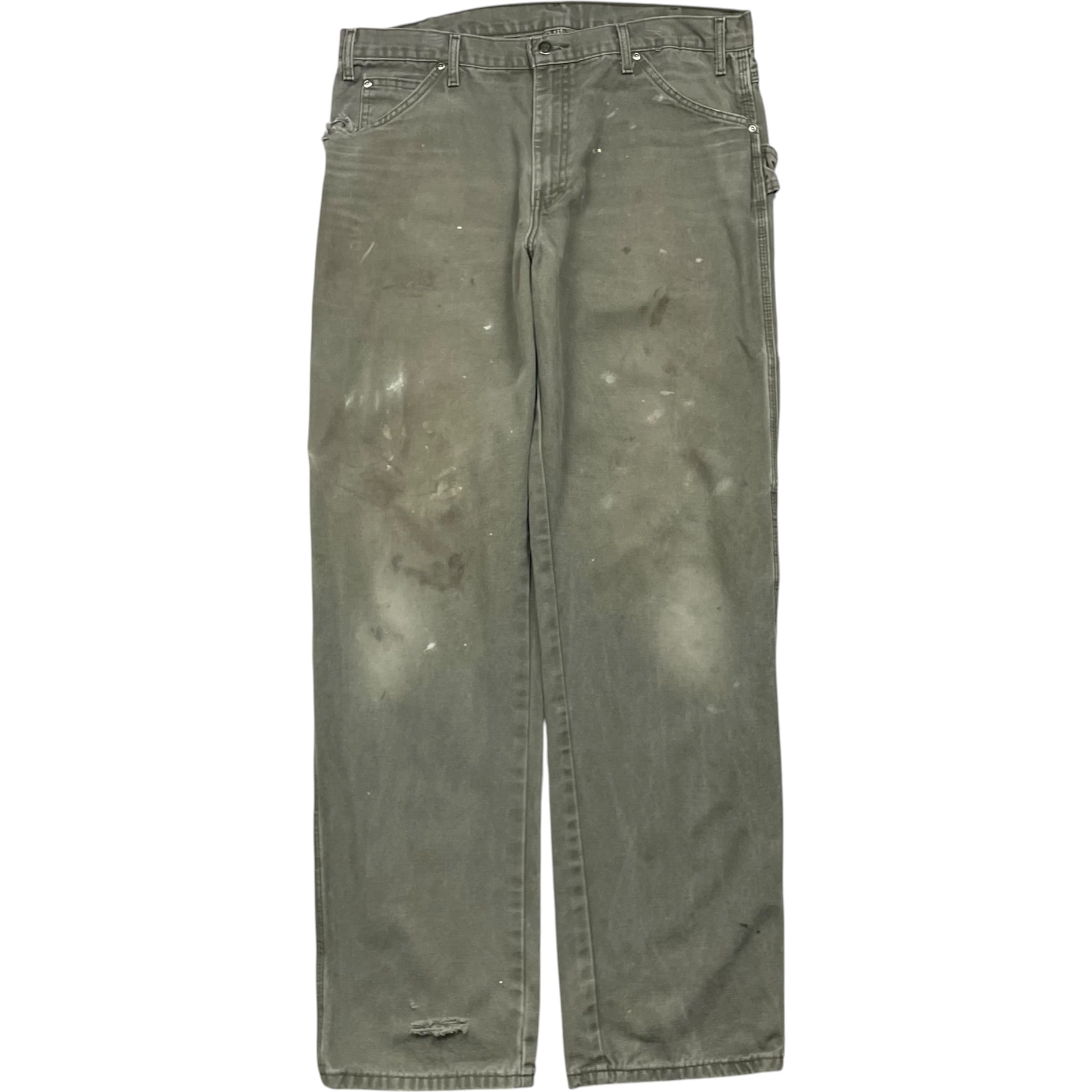 《実寸 W36 L33 》 Dickies ディッキーズ ペインターパンツ ワークパンツ ペイント ダメージ フェード グレー no.10307